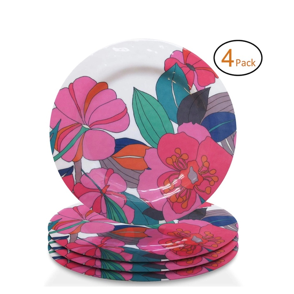 Trina Turk Melamine Set of 4 Plates Unbreakable, dinner plates